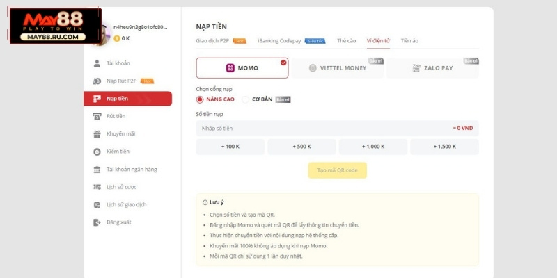 Gửi tiền qua Ví điện tử
