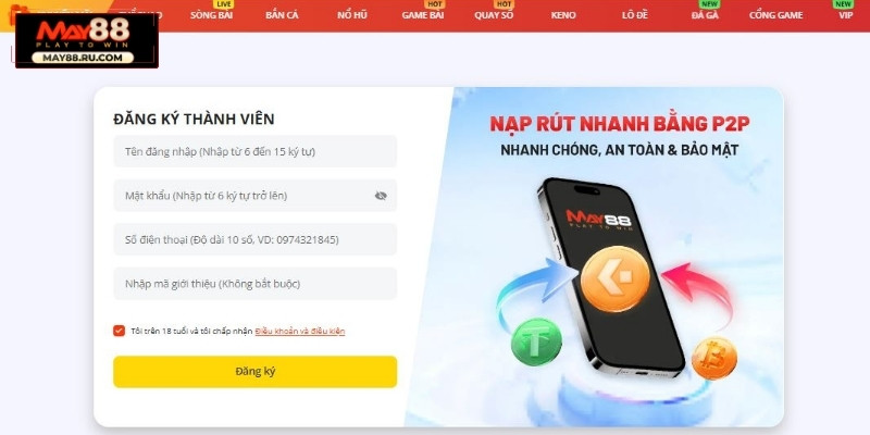 Hướng dẫn chi tiết các bước đăng ký May88